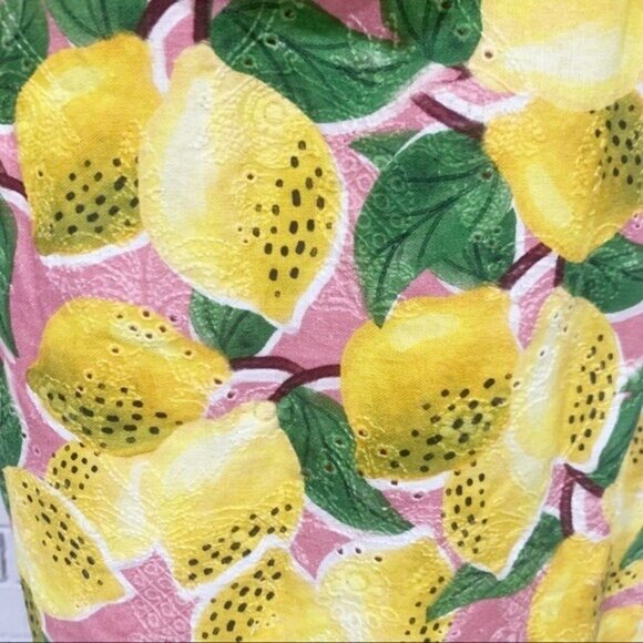 Farm Rio Fresh Lemons Ruffle Midi Dress S – NWT, Lemon Print, High-Low Flounce - Picture 8 of 12